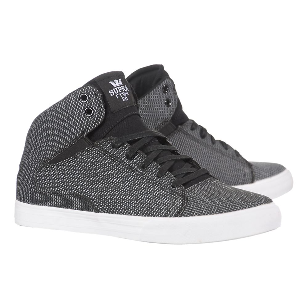 Chaussures de Skate Supra Society Mid Noir Blanche Black Homme | QXI-05683725